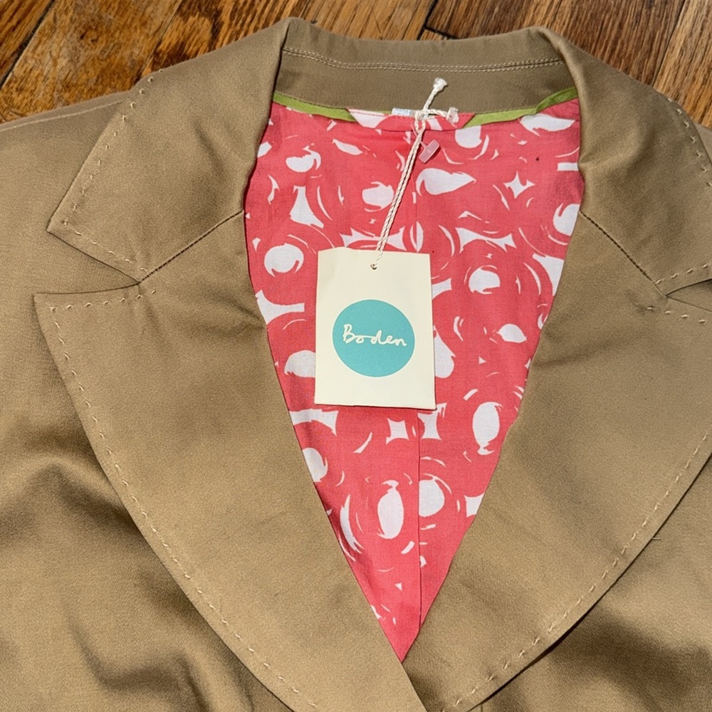 Boden tan Khaki cotton outer shell button Blazer jacket size 14 - Picture 2 of 7